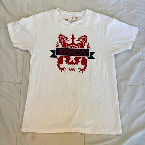 RVCA White Red Dragon Logo Graphic Tee Shirt T-Shirt Skate Surf Men sz M Medium